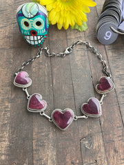 Purple Spiny 5 Heart Necklace- 10