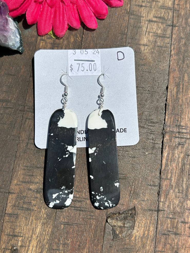 White Buffalo Slab Dangle Earrings-D