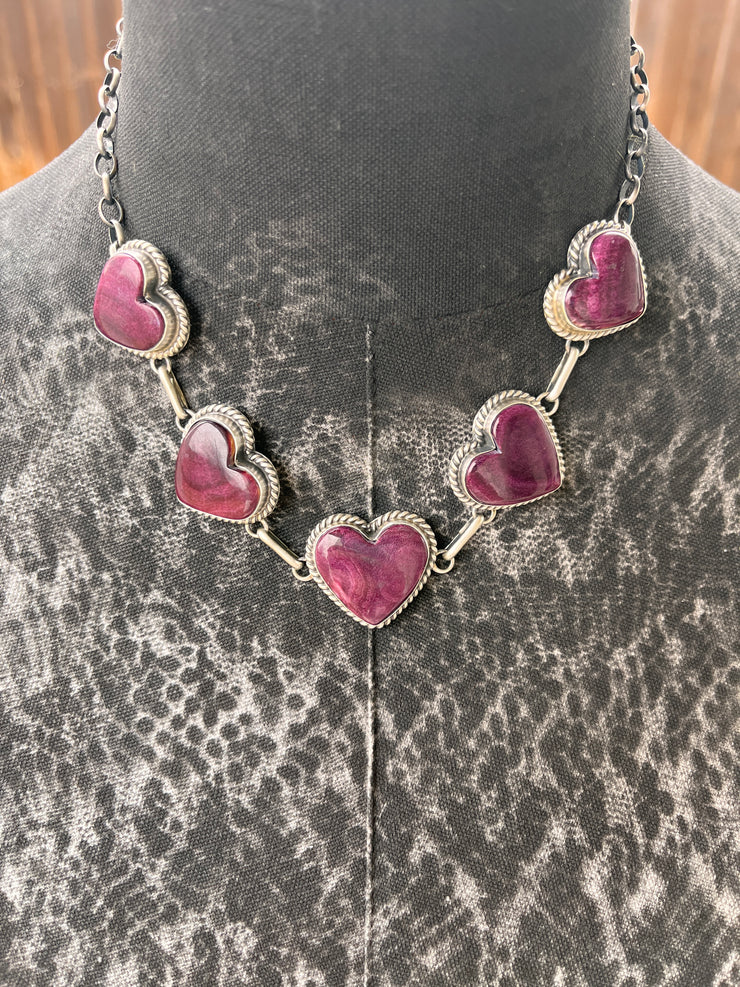 Purple Spiny 5 Heart Necklace- 10