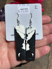 White Buffalo Slab Dangle Earrings-E