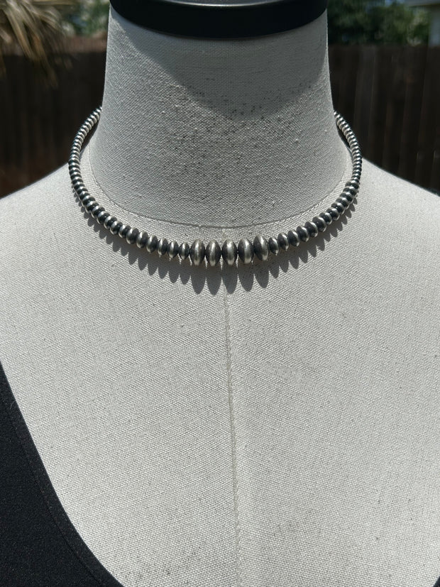 Sterling Disc Pearl Collar Necklace