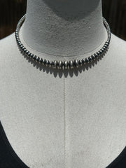 Sterling Disc Pearl Collar Necklace