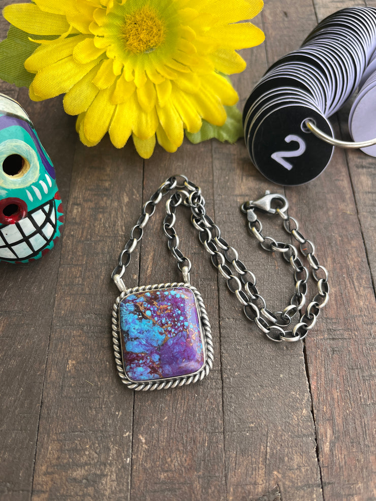 Purple Mojave Single Stone Necklace #2