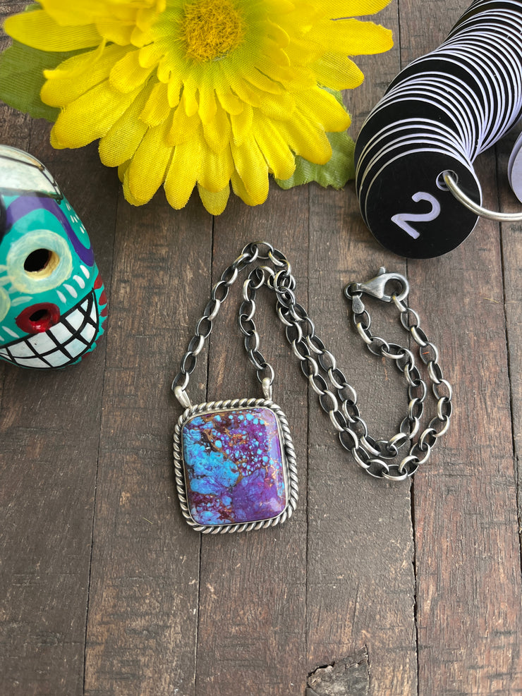 Purple Mojave Single Stone Necklace #2