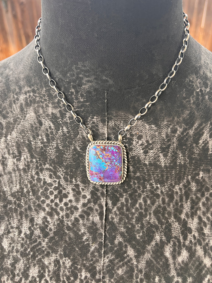 Purple Mojave Single Stone Necklace #2