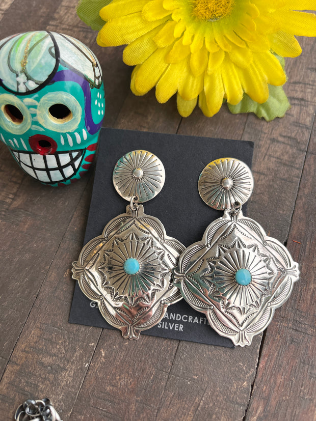 Turquoise Concho Earrings