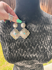 Turquoise Concho Earrings