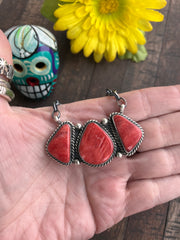 3 Stone Red Spiny Necklace #2