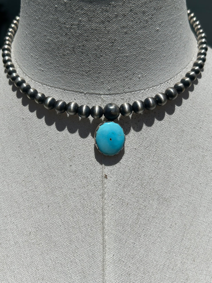 Kingman and Sterling Pearl Choker Necklace #3