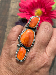 Adjustable Orange Spiny Ring