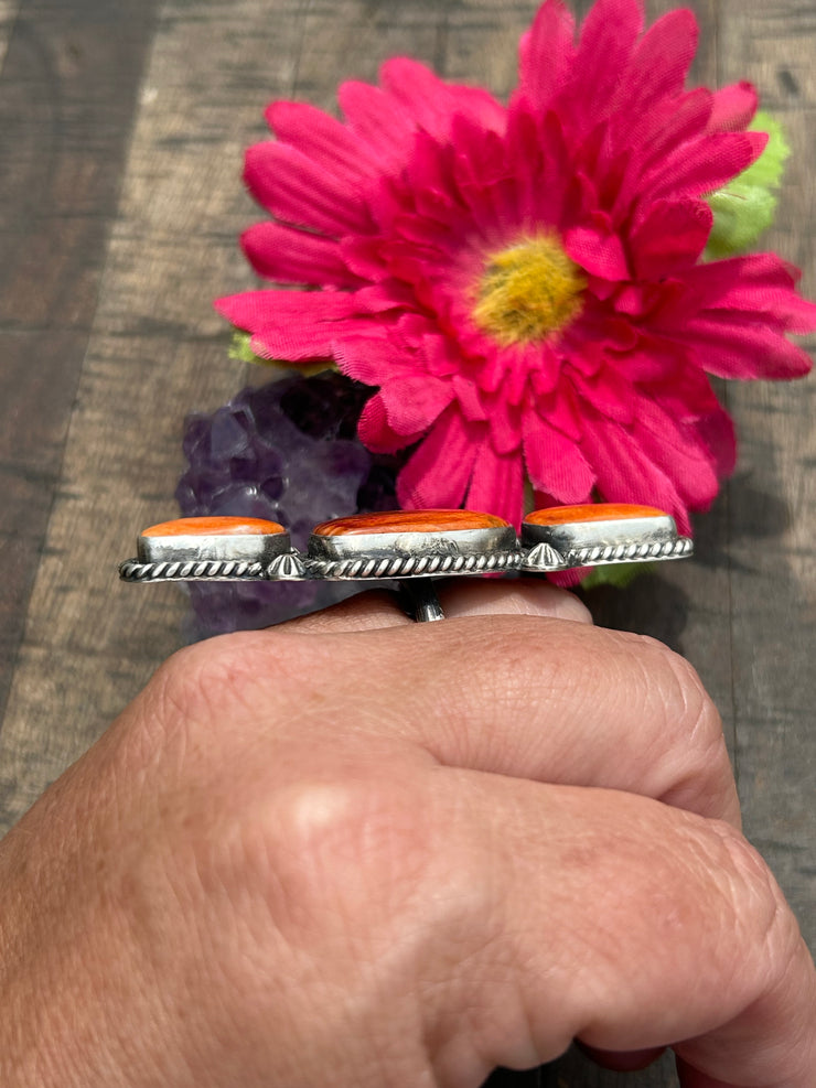 Adjustable Orange Spiny Ring