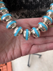 33" Turquoise Inlay Pearls