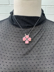 4 Stone Heart "Cotton Candy" Pink Necklace