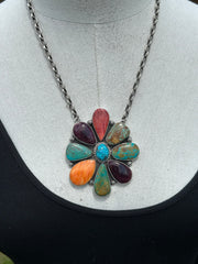 Multi Color Cluster Necklace #4