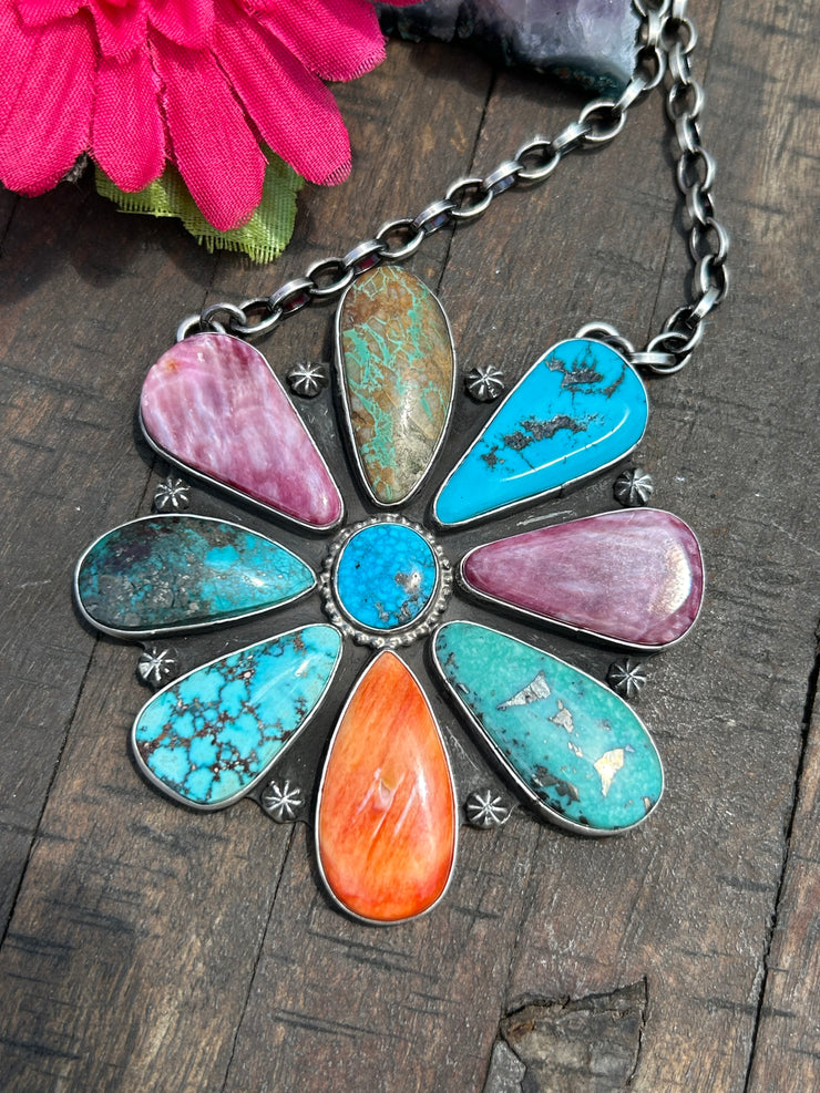 Multi Color Cluster Necklace #6