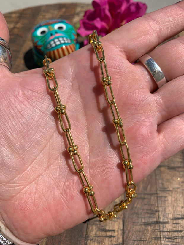 21 1/2" 14 Karat Gold Horse Bit Chain Necklace