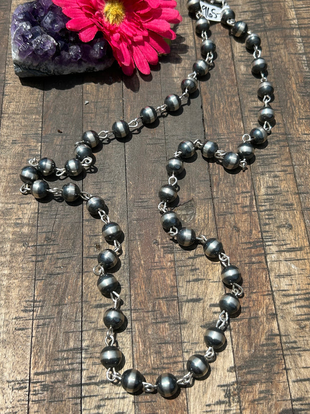 38" 12mm Navajo Pearl Rosary Necklace