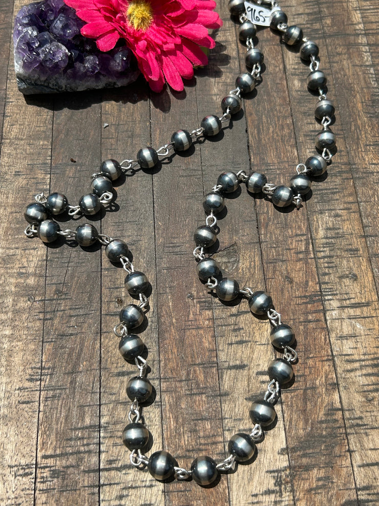 38" 12mm Navajo Pearl Rosary Necklace