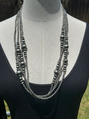 60" Sterling Variated Pearl Necklace