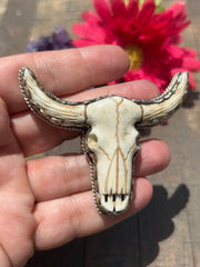 Adjustable Carved Bone Longhorn Ring