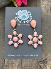 "Cotton Candy"Flower Cluster Dangle Earrings