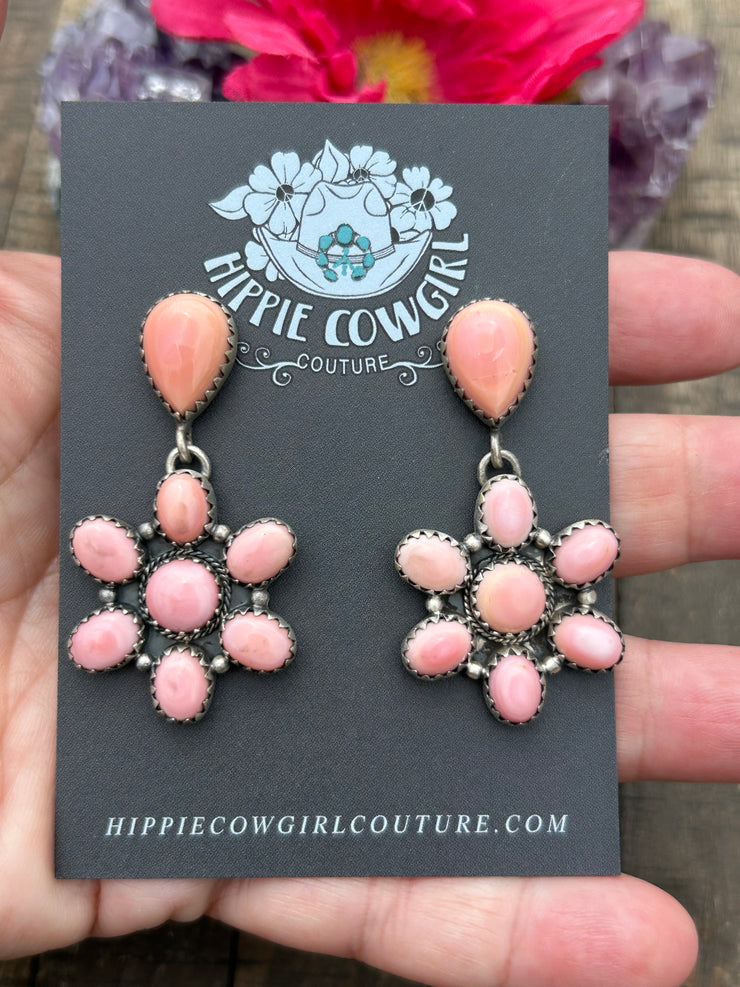 "Cotton Candy"Flower Cluster Dangle Earrings