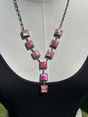 Pink Dahlia Lariat Set