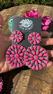Pink Opal Cluster Dangle Earrings