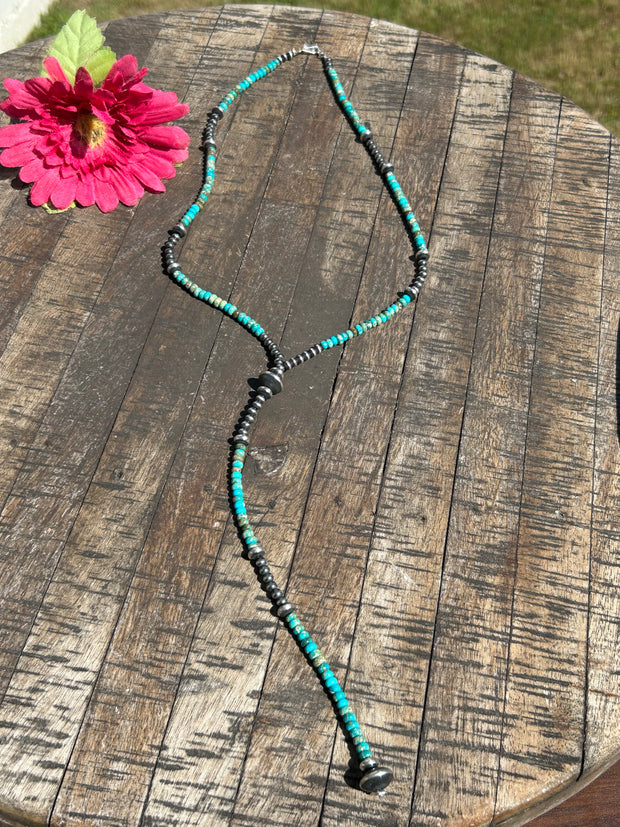 20 1/2"Turquoise Sterling Pearl Necklace