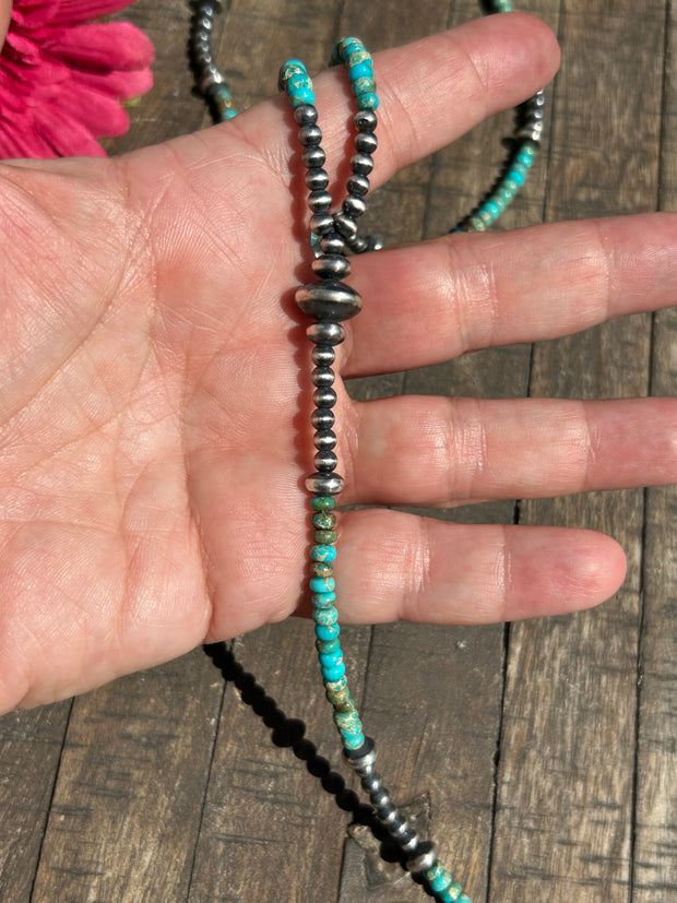 20 1/2"Turquoise Sterling Pearl Necklace