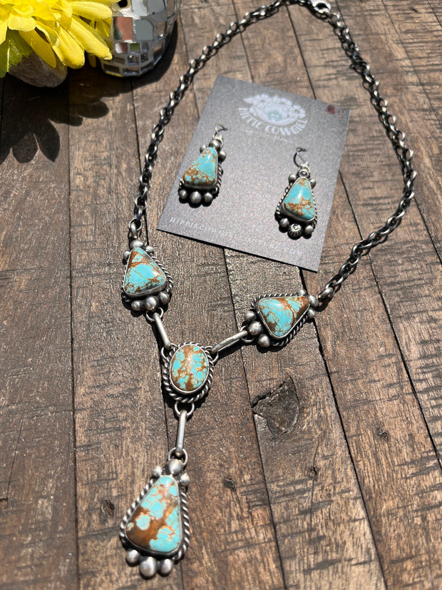 4 Stone Kingman Turquoise Mini Lariat Set- C