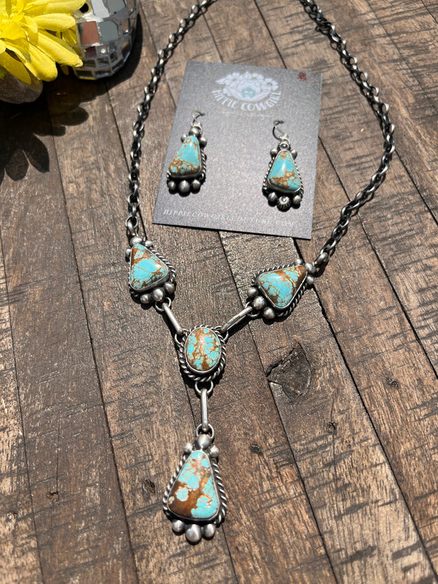 4 Stone Kingman Turquoise Mini Lariat Set- C
