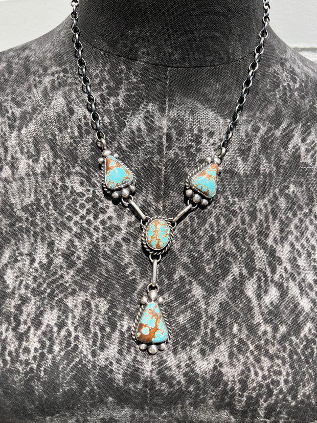 4 Stone Kingman Turquoise Mini Lariat Set- C