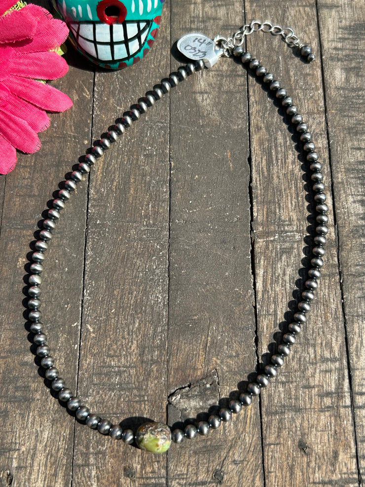 14"Sonoran and Sterling Pearl Necklace