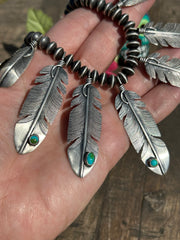 Sterling Pearl Feather Necklace