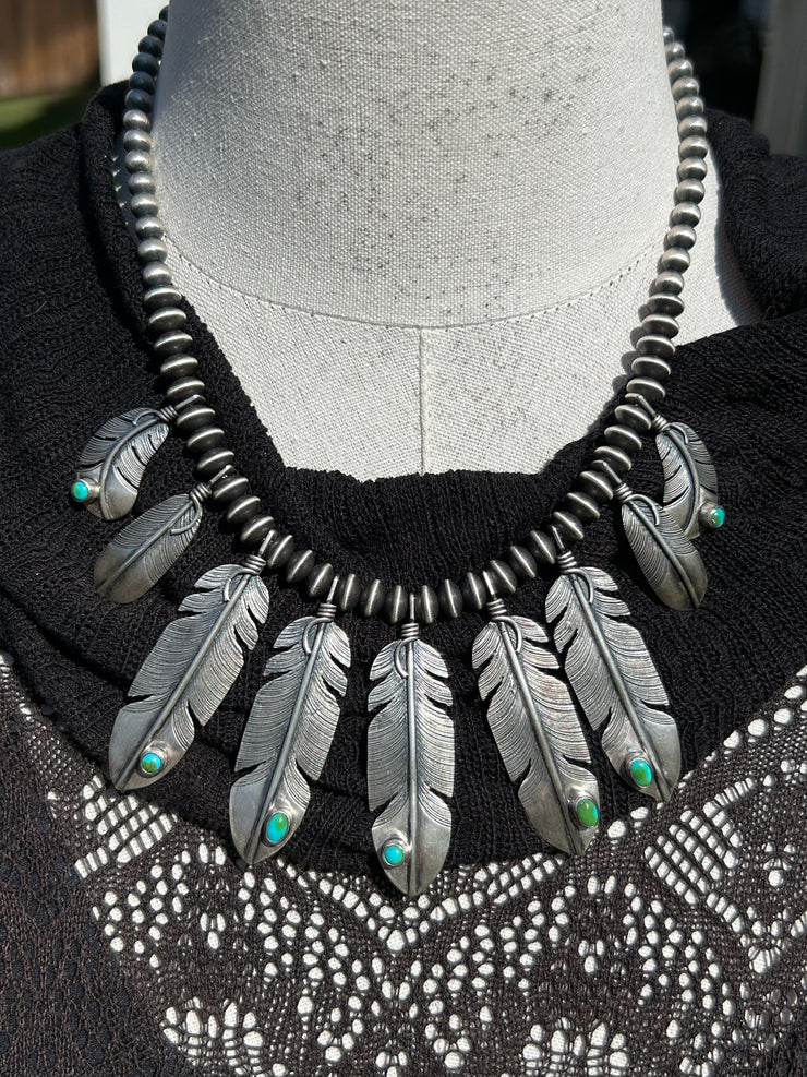 Sterling Pearl Feather Necklace