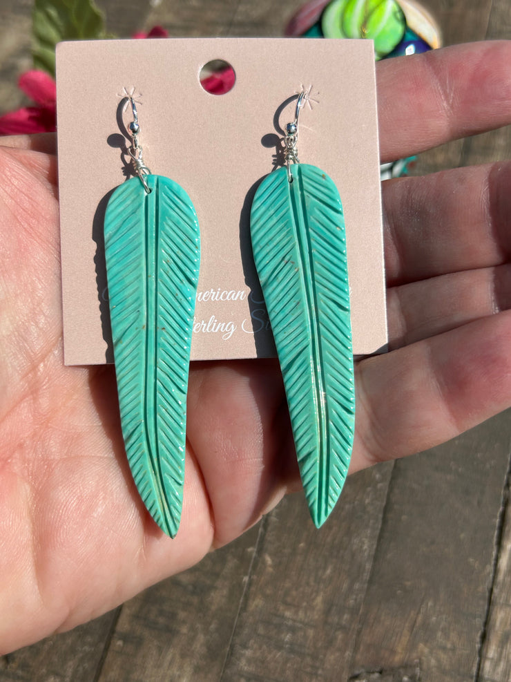 Kingman Feather Dangle Earrings