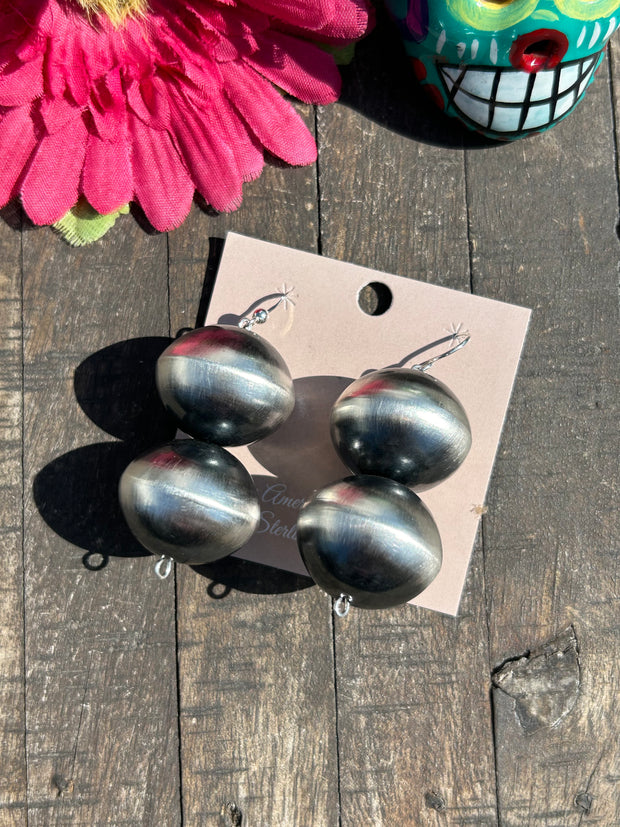 Double Sterling Pearl Earrings