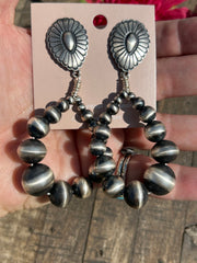 Sterling Pearl Concho Earrings