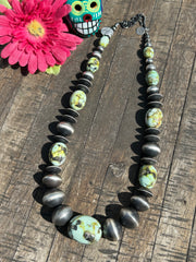 Palomino Variscite and Sterling Pearl Necklace- A