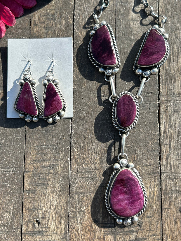 4 Stone Purple Spiny Lariat Set