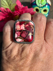 Adjustable Dahlia Rose Square Ring #2