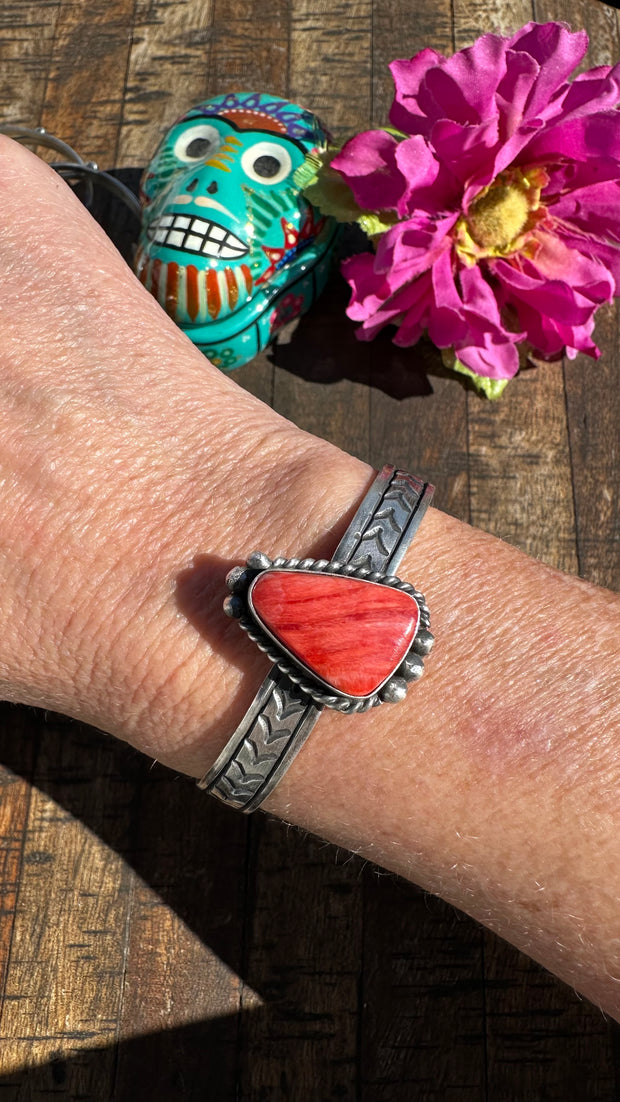 Red Spiny Stamped Cuff #1