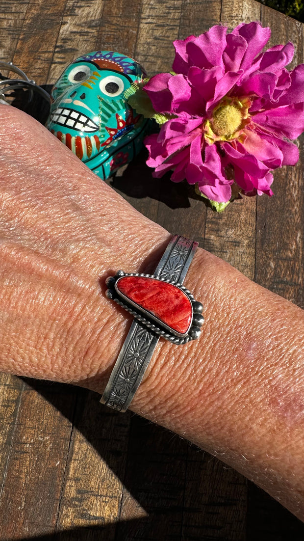 Red Spiny Stamped Cuff #2
