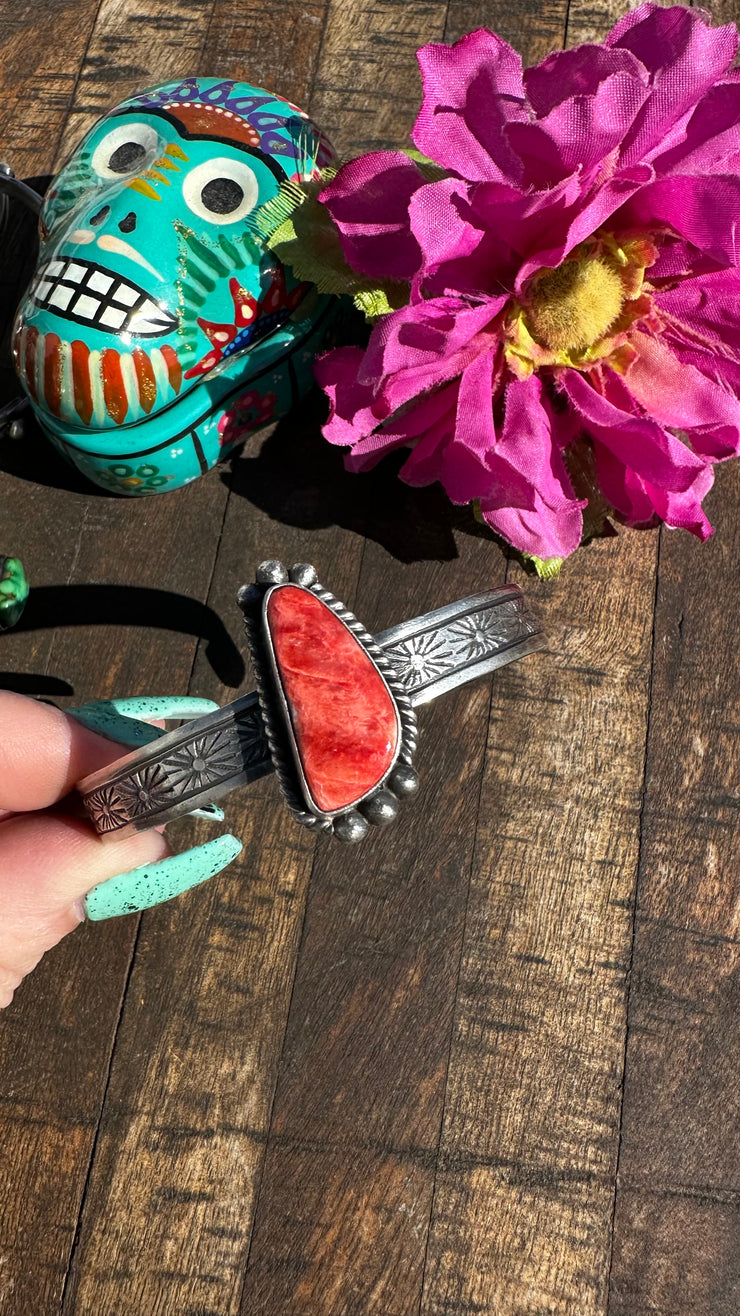 Red Spiny Stamped Cuff #2