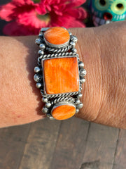 3 Stone Orange Spiny Cuff- A