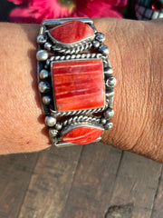 3 Stone Red Spiny Cuff- A