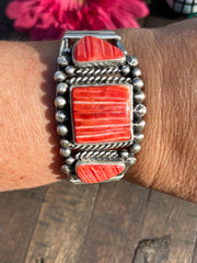 3 Stone Red Spiny Cuff- B