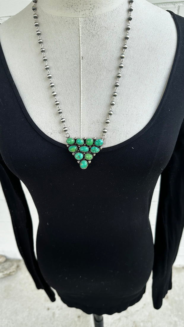 Sonoran Turquoise and Sterling Pearl Necklace