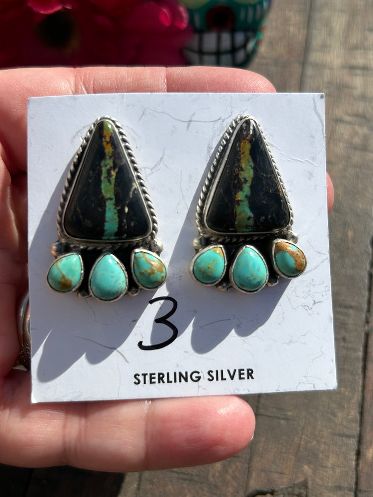 Blackjack and Kingman Stud Earrings